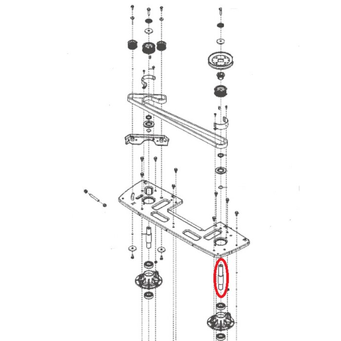 Mes-as voor Meshouder Links op ALKO, SOLO, BRILL Zitmaaiers, Trekkers, Tuintrekkers, Grasmaaiers Mes As, Mes-As T23-125.5 HDE V2