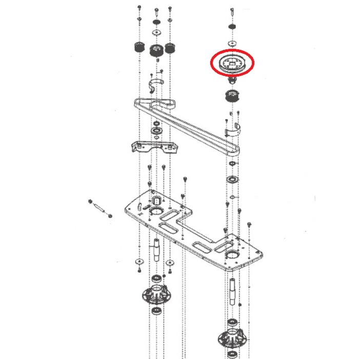 V-snaar Poelie voor Mesaandrijving op ALKO, SOLO, BRILL Zitmaaiers, Trekkers, Tuintrekkers, Grasmaaiers Riemschijf, Pouley, Poulie, Poely T23-125.5 HDE V2