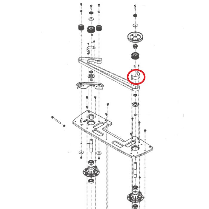 Riemgeleider Links voor ALKO, SOLO, BRILL Zitmaaiers, Trekkers, Tuintrekkers Riemgeleider, Snaar Geleider, Geleider T23-125.5 HDE V2