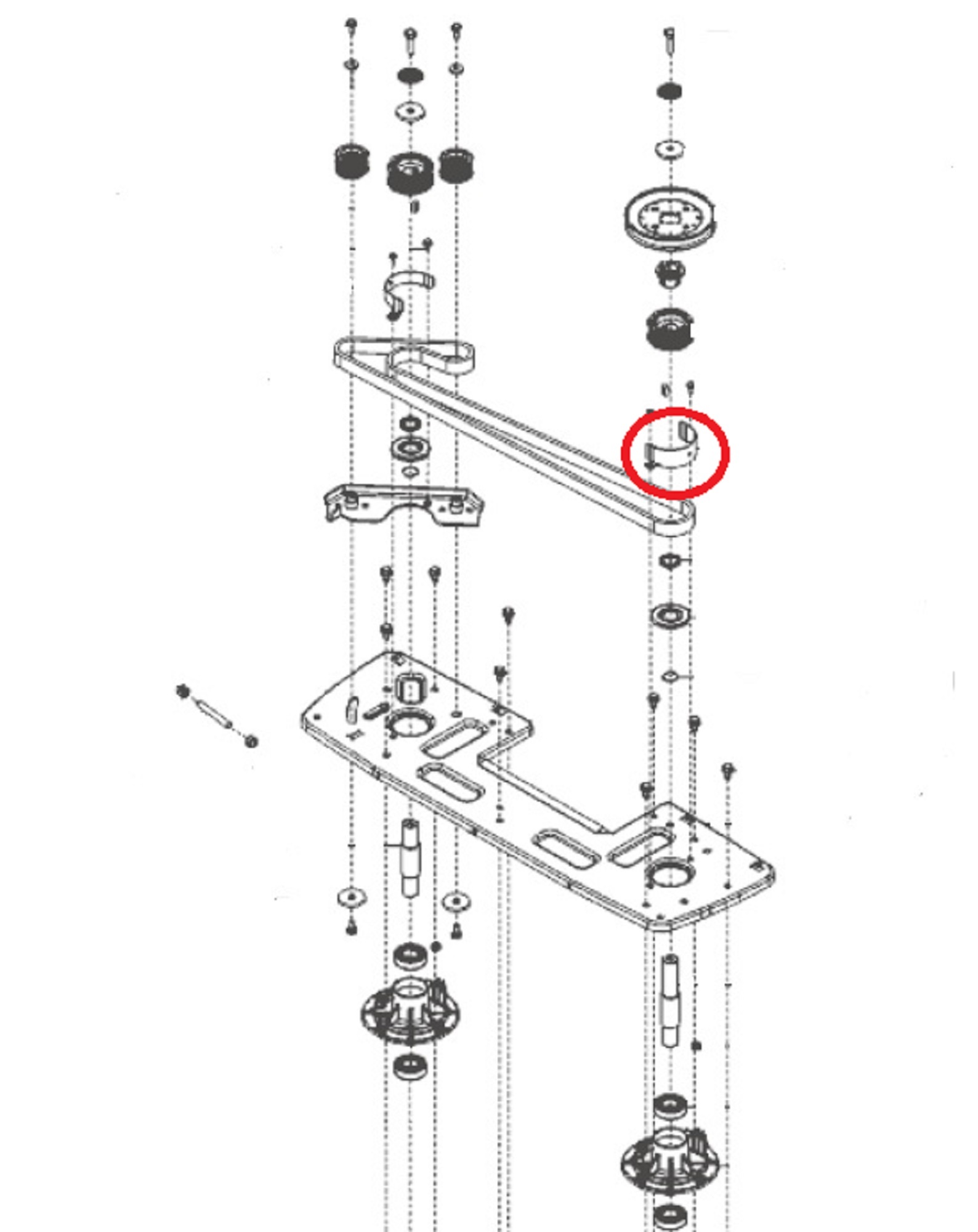 Riemgeleider Links voor ALKO, SOLO, BRILL Zitmaaiers, Trekkers, Tuintrekkers Riemgeleider, Snaar Geleider, Geleider T23-125.5 HDE V2