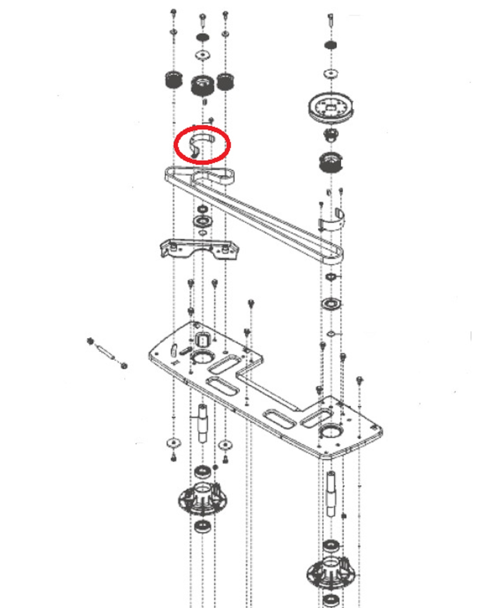 Riemgeleider Rechts voor ALKO, SOLO, BRILL Zitmaaiers, Trekkers, Tuintrekkers Riemgeleider, Snaar Geleider, Geleider T23-125.5 HDE V2