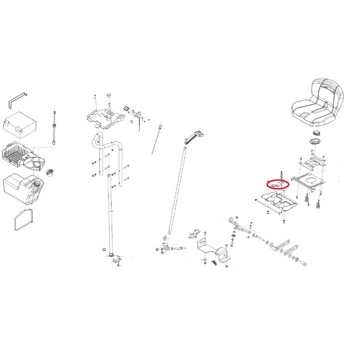 Vergrendelingsplaat Zitting op ALKO, SOLO, BRILL Zitmaaiers, Trekkers, Tuintrekkers, Grasmaaiers Vergrendeling Plaat, Vergrendelingsplaat Zitting, Vergrendelplaat T23-125.5 HDE V2, T20-105.5 HDE V2
