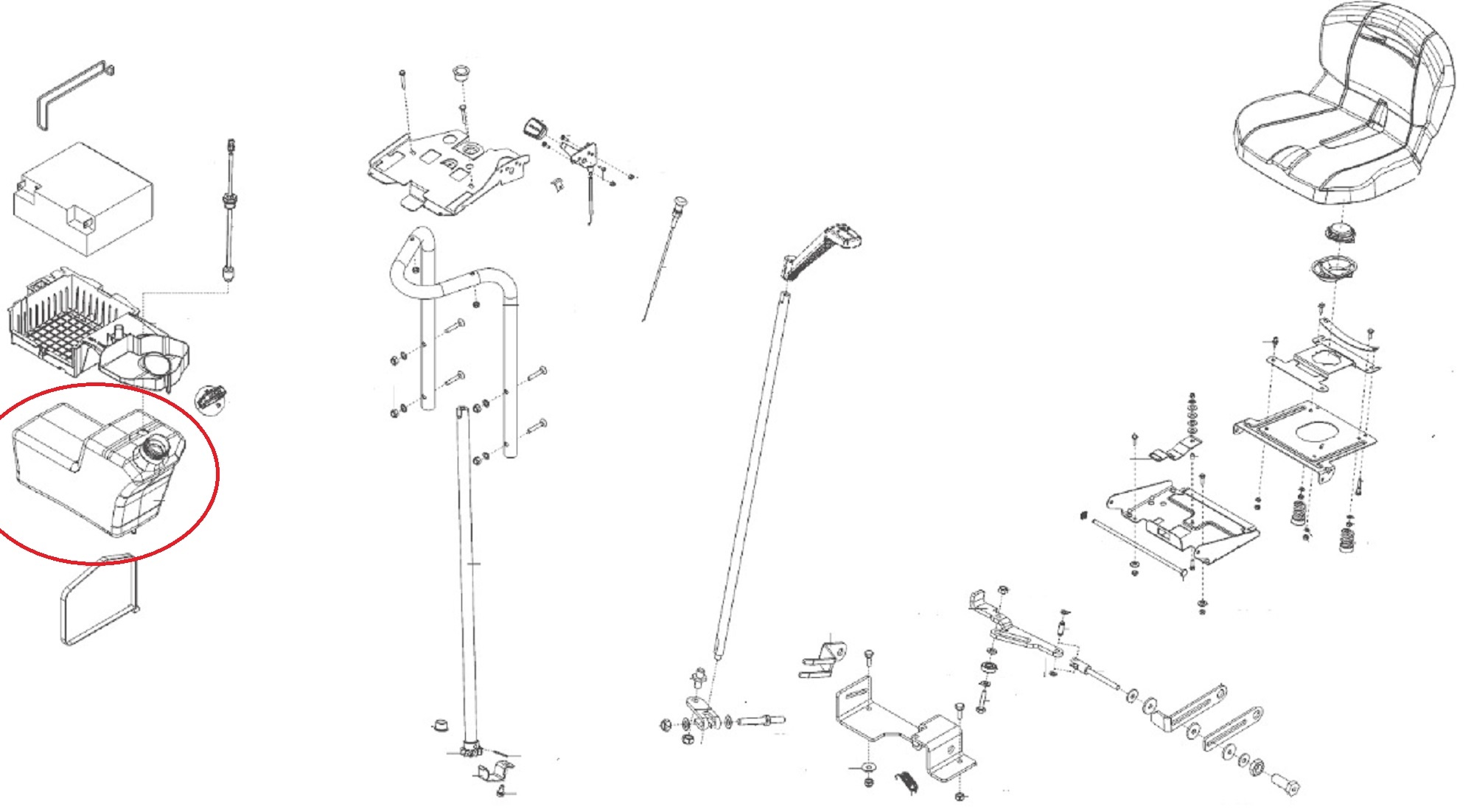 Brandstoftank voor ALKO, SOLO, BRILL Zitmaaiers, Trekkers, Tuintrekkers, Grasmaaiers Benzinetank, Brandstof Tank T23-125.5 HDE V2, T20-105.5 HDE V2