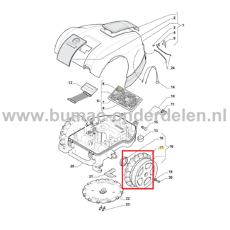 Rubber buitenband voor wiel van Stiga, Alpina, Mountfield, Castelgarden Robotmaaiers, Automaaiers, Robotgrasmaaier Band, Tractiewiel AR1500, Autoclip 221, Autoclip 223, Autoclip 225S, Autoclip 228S, Autoclip 230S, Autoclip 520, Autoclip 522, Autoclip 523,