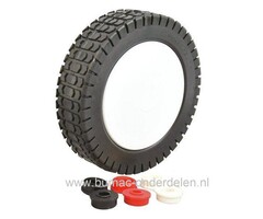 Plastic Wiel Ø 200 mm met Reductie bussen voor Grasmaaier, Elektromaaier, Ontmosser en Verticuteermachine,  Variabele Binnen Diameter As 8, 10, 12 mm, onderdeel