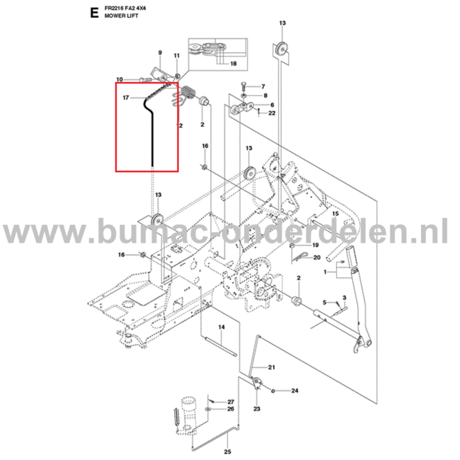 Ketting voor Hoogte Instelling Maaidek op Husqvarna, Jonsered, Partner, McCulloch Zitmaaiers, Tuintrekkers, Grasmaaiers, Tuintractoren Ketting Hoogte Instelling Maaidek R13 C5, R15 T AWD, R15 Ts AWD, R316 T, R316 T AWD, R316 Ts AWD, R316 TXs AWD, R31