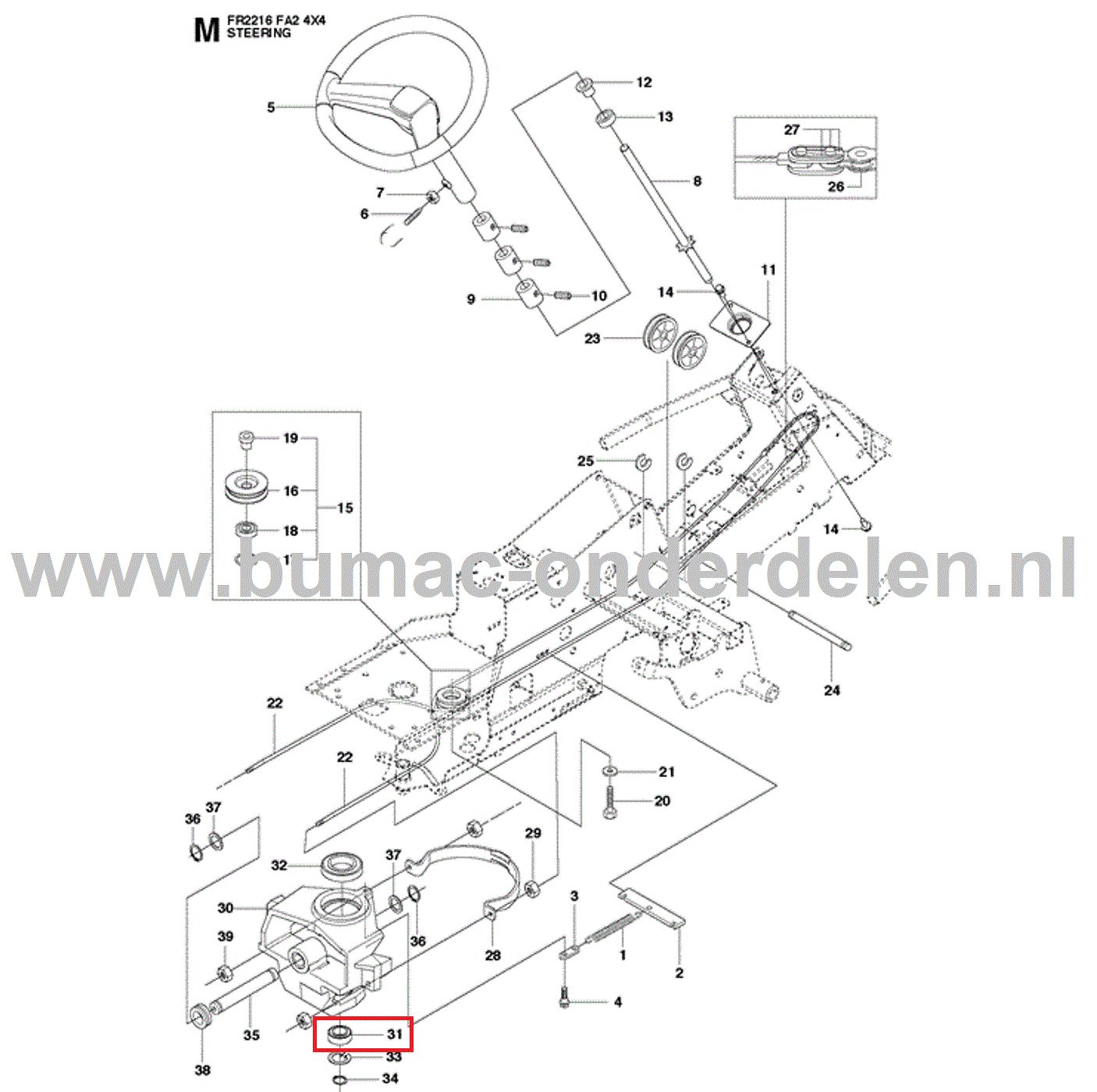 Kogellager voor Besturing Achter As op Husqvarna, Jonsered, Partner, McCulloch Zitmaaiers, Tuintrekkers, Grasmaaiers, Tuintracktoren Kogel Lager CS2512, PR17, PR17 AWD, PROFLEX 18, PROFLEX 20, PROFLEX 21, PROFLEX 21 AWD, PROFLEX 21 II, R 422 Ts, R 422 Ts