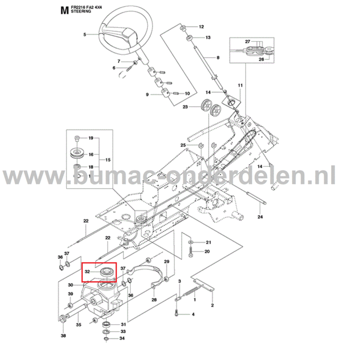 Kogellager voor Besturing Achter As op Husqvarna, Jonsered, Partner, McCulloch Zitmaaiers, Tuintrekkers, Grasmaaiers, Tuintracktoren Kogel Lager CS2512, PR17, PR17 AWD, PROFLEX 18, PROFLEX 20, PROFLEX 21, PROFLEX 21 AWD, PROFLEX 21 II, R 422 Ts, R 422 Ts