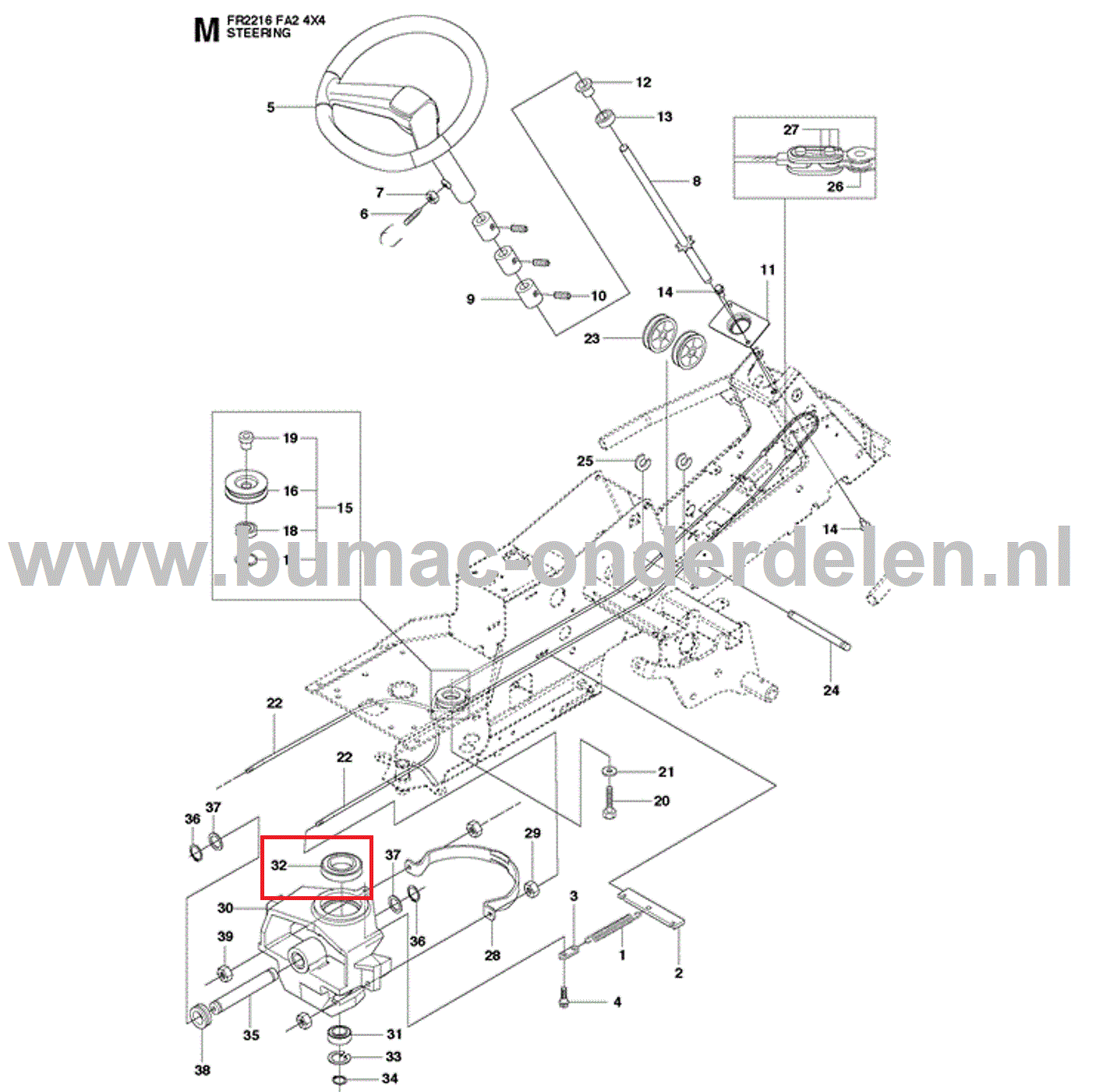 Kogellager voor Besturing Achter As op Husqvarna, Jonsered, Partner, McCulloch Zitmaaiers, Tuintrekkers, Grasmaaiers, Tuintracktoren Kogel Lager CS2512, PR17, PR17 AWD, PROFLEX 18, PROFLEX 20, PROFLEX 21, PROFLEX 21 AWD, PROFLEX 21 II, R 422 Ts, R 422 Ts