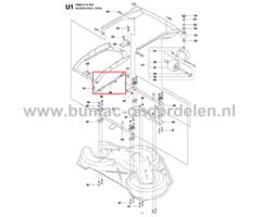 Stang voor Maaidek op Husqvarna, Jonsered, Partner McCulloch Zitmaaiers, Tuintrekkers, Grasmaaiers, Tuintractoren Maaidekstang, Stang Maaidek R15 T AWD, R15 Ts AWD, R316 T, R316 T AWD, R316 Ts AWD, R316 TXs AWD, R318, R320 AWD, R322T AWD, RIDER 15 T, RIDE