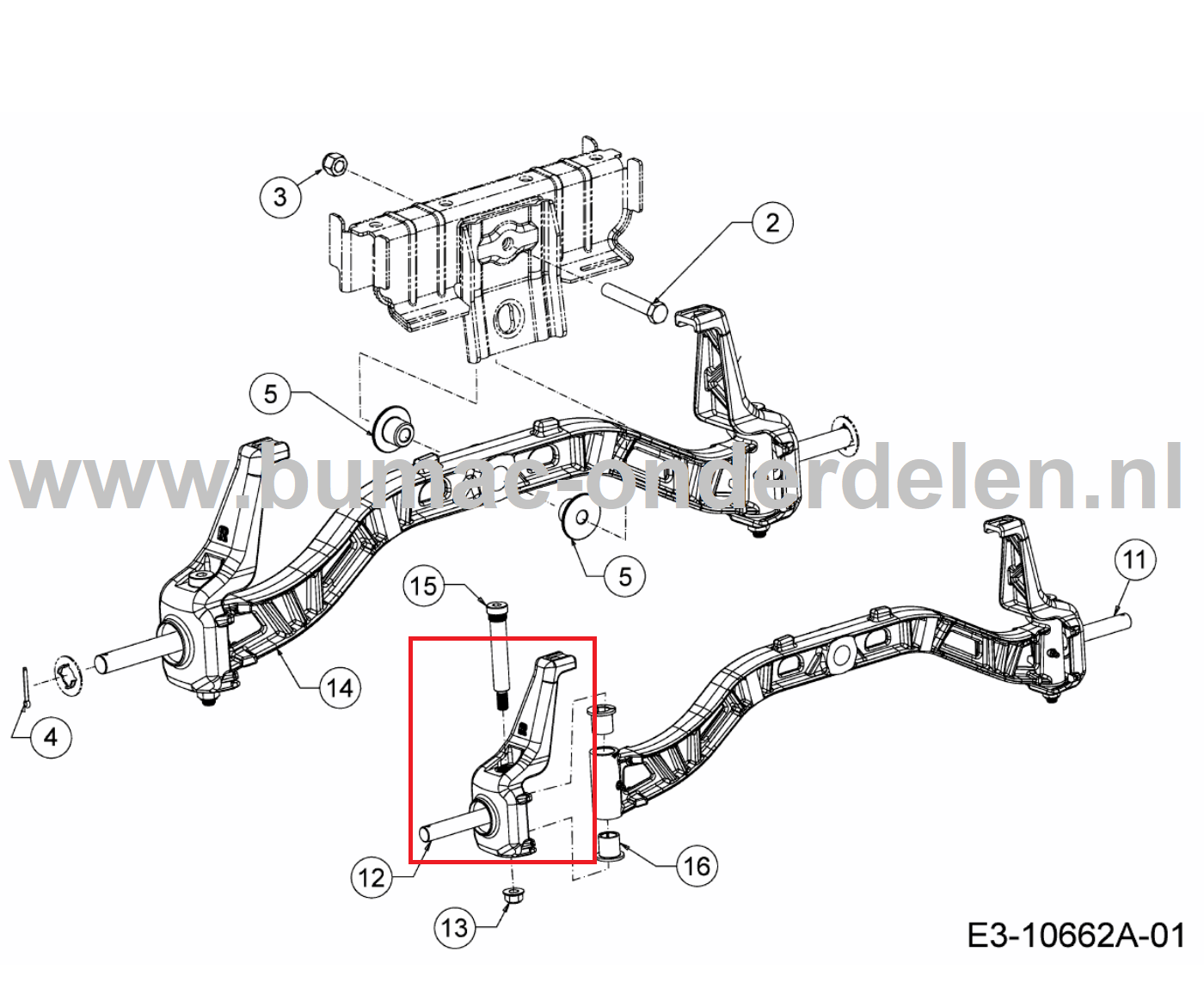 Fusee Rechts voor MTD, Yardman, Wolf, Cub Cadet Elektrische Zitmaaiers, Tuintrekkers Wielas, Fusee 106.220 H 106.220 HP, 95.180 H, GLTT 165.95 H, GLTT 180.106 H, XT3 QS127, XT3 QS137, XT2 PS107, XT2 PS117, XT2 QS117, XT2 QR106