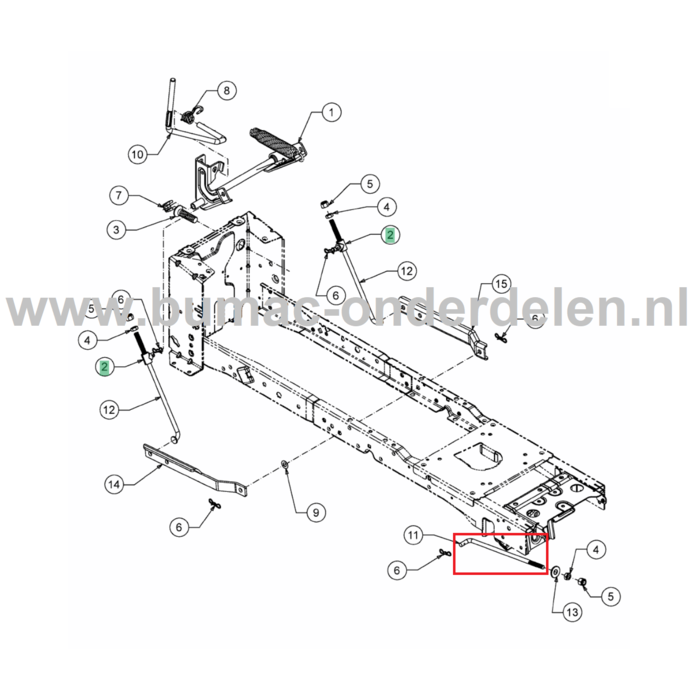 Stang Maaidek Ophanging voor MTD, Yardman, Wolf, Cub Cadet Elektrische Zitmaaiers, Tuintrekkers Verbindingsstang 106.185 H 106.220 H, 106.220 HP, 106.230 H, 95.165 H, 95.180 H, GLTT 165.95 H, GLTT 180.106 H, XT1 547, XT3 QS127, XT3 QS137, LX 42" KH, LX 46