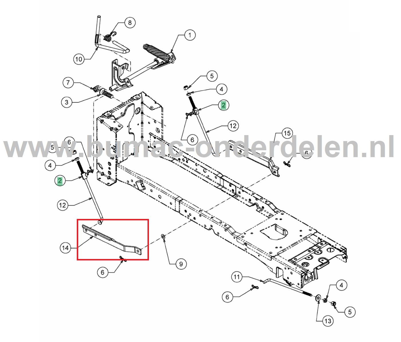 Stang Maaidek Ophanging voor MTD, Yardman, Wolf, Cub Cadet Elektrische Zitmaaiers, Tuintrekkers Verbindingsstang XT2 ES107