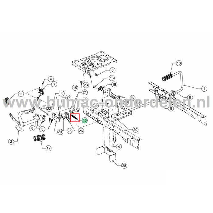 Veer voor Pedaal op MTD, Yardman, Wolf, Cub Cadet Elektrische Zitmaaiers, Tuintrekkers Pedaalveer, Trekveer XT2 ES107