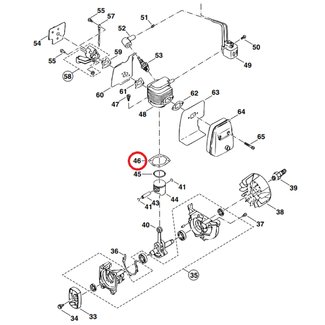 Cylinderafdichting voor DOLMAR, MAKITA, ROBIN Bladblazers, Blowers Cylindervoetpakking, Cylinderpakking, Dichting, Pakking PB-250, RBL 250