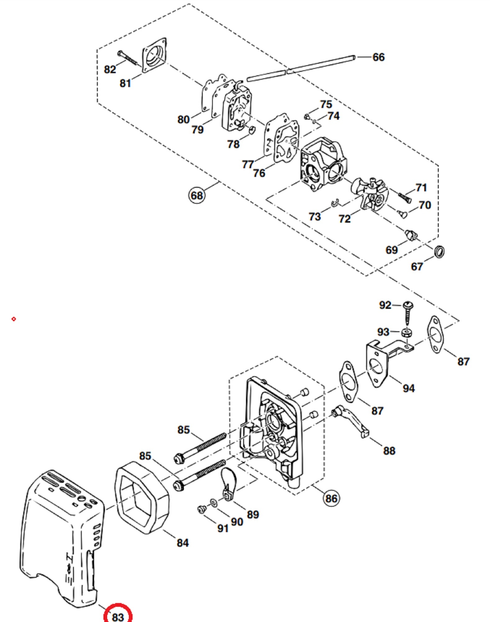 Luchtfilterdeksel voor DOLMAR, MAKITA, ROBIN PB250, RBL250 op Bladblazers Luchtfilterhuisdeksel, Deksel PB-250, RBL 250