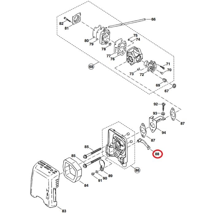 Chokestang voor DOLMAR, MAKITA, ROBIN PB250, RBL250 op Bladblazers Chokehendel, Hendel, Stang PB-250, RBL 250, onderdeel