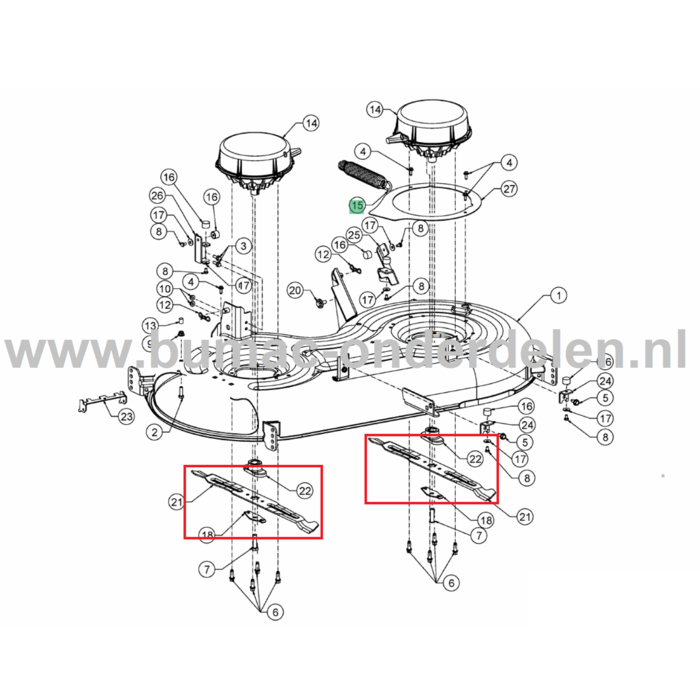 Maaimes 45,7 cm voor MTD, Yardman, Wolf, Cub Cadet Elektrische Zitmaaiers, Tuintrekkers, Grasmaaiers, Tuintractoren Maai Mes XTSES107, XTS ES107