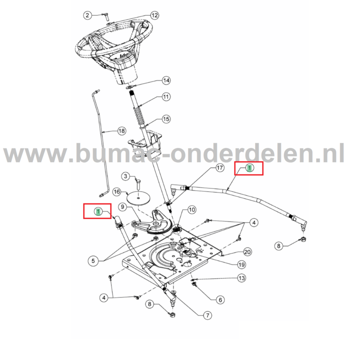 Stuurstang voor MTD, Yardman, Wolf, Cub Cadet Elektrische Zitmaaiers, Tuintrekkers, Grasmaaiers, Tuintractoren Stuur Stang 106.220 H, 106.220 HP, 95.180 H, GLTT 165.95 H, GLTT 180.106 H, XT3 QS127, XT3 QS137, XT2 PS107, XT2 PS117, XT2 QS117, XT2 QR106, XT