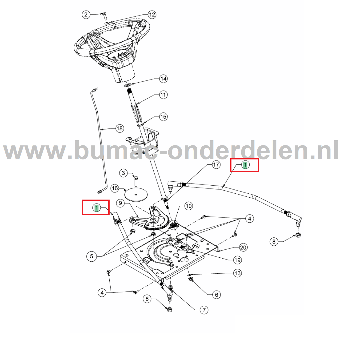 Stuurstang voor MTD, Yardman, Wolf, Cub Cadet Elektrische Zitmaaiers, Tuintrekkers, Grasmaaiers, Tuintractoren Stuur Stang 106.220 H, 106.220 HP, 95.180 H, GLTT 165.95 H, GLTT 180.106 H, XT3 QS127, XT3 QS137, XT2 PS107, XT2 PS117, XT2 QS117, XT2 QR106, XT