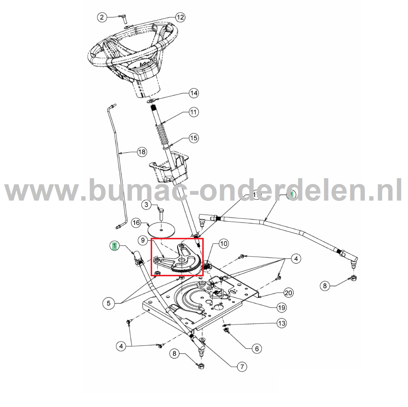 Tandheugel voor MTD, Yardman, Wolf, Cub Cadet Elektrische Zitmaaiers, Tuintrekkers, Grasmaaiers, Tuintractoren Stuurhevel, Stuurinrichting 106.220 H, 106.220 HP, 95.180 H, XT3 QS127, XT3 QS137, XT2 PS107, XT2 PS117, XT2 QS117, XT2 QR106, XT3 QR106, XT2 PR
