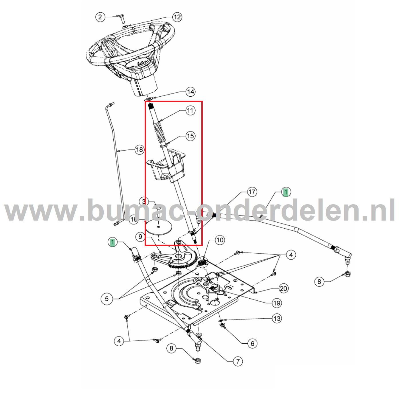 Stuurstang voor MTD, Yardman, Wolf, Cub Cadet Elektrische Zitmaaiers, Tuintrekkers, Grasmaaiers, Tuintractoren Stuuras 106.185 H, 106.220 H, 106.220 HP, 106.230 H, 95.165 H, 95.180 H, GLTT 165.95 H, GLTT 180.106 H, XT1 547, XT3 QS127, XT3 QS137, LX 42" KH