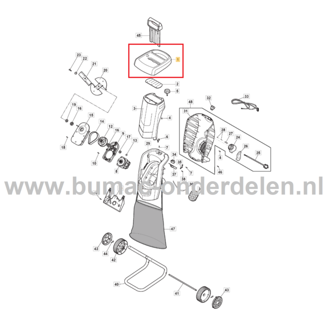 Deksel met Handvat voor STIGA, Castelgarden, Alpina, Mountfield Elektrische Hakselaars, Houtversnipperaar Beschermkap, Beschermdeksel BIO MASTER 2200, HÄCKSLER 4020/2200