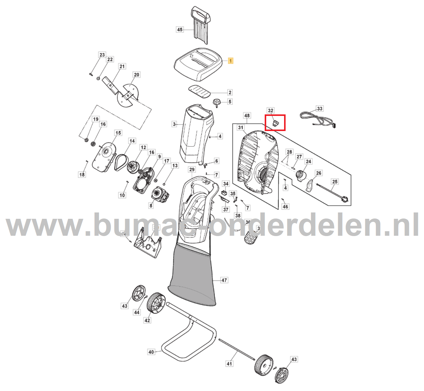 On - Off Schakelaar voor Stiga, Castelgarden, Alpina, Mountfield Elektrische Hakselaars, Houtversnipperaar Aan/Uit Schakelaar, Switch ACH 2.2E, BIO MASTER 2200, CH 2.2E, HÄCKSLER 4020/2200, MCS2200, onderdeel