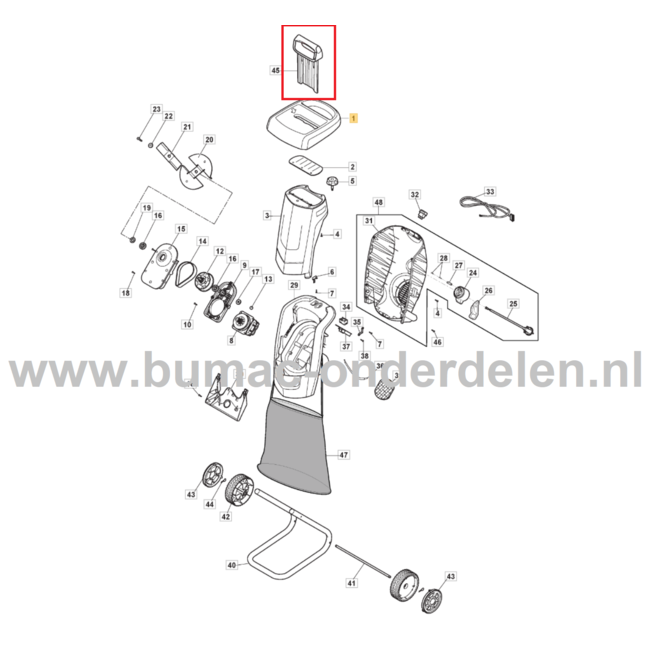 Aandrukhendel voor STIGA, Castelgarden, Alpina, Mountfield Elektrische Hakselaars, Houtversnipperaar Aanstamper, Aandrukreflector, Drukker, Druk Hendel ACH 2.2E, BIO MASTER 2200, CH 2.2E, HÄCKSLER 4020/2200, MCS2200