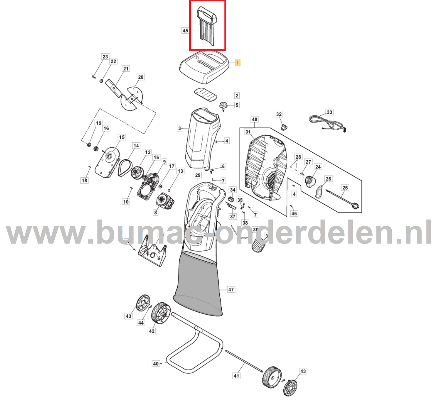 Aandrukhendel voor STIGA, Castelgarden, Alpina, Mountfield Elektrische Hakselaars, Houtversnipperaar Aanstamper, Aandrukreflector, Drukker, Druk Hendel ACH 2.2E, BIO MASTER 2200, CH 2.2E, HÄCKSLER 4020/2200, MCS2200