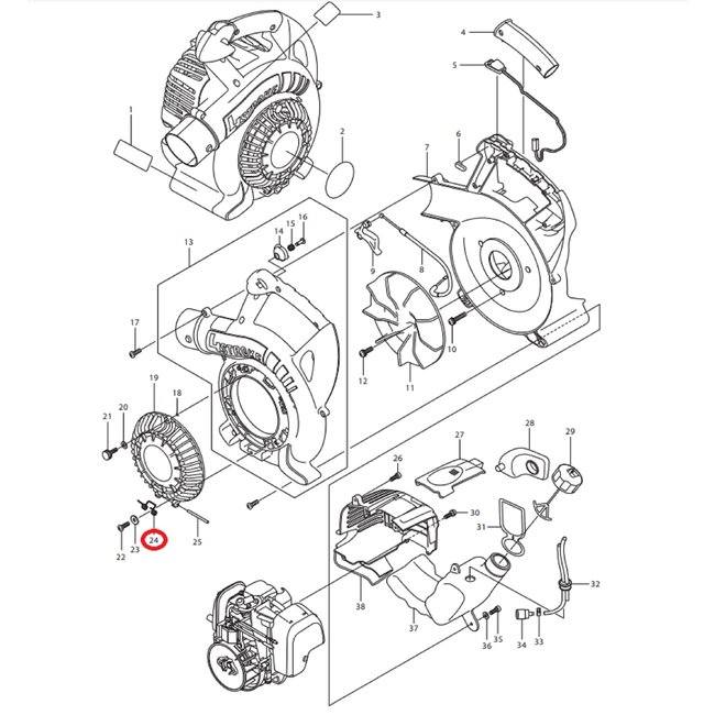 Veer voor Bevestiging Beschermrooster voor DOLMAR, MAKITA, ROBIN  PB250.4, BHX250L op Bladblazers PB-250.4, onderdelen