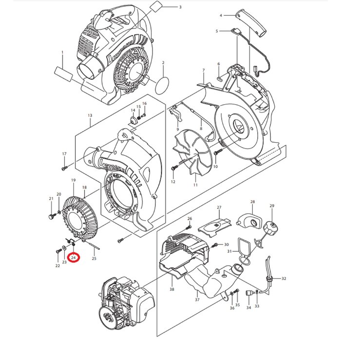 Veer voor Bevestiging Beschermrooster voor DOLMAR, MAKITA, ROBIN  PB250.4, BHX250L op Bladblazers PB-250.4, onderdelen