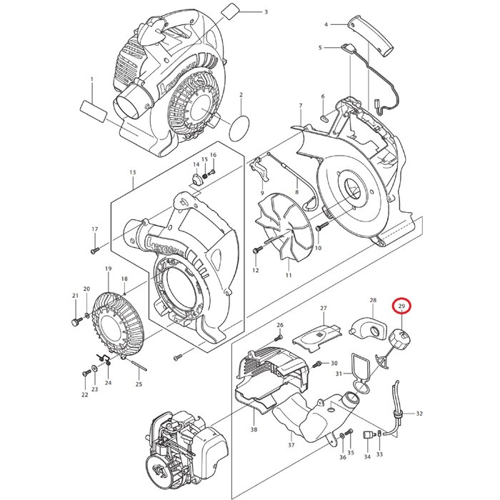 Tankdop voor Benzinetank voor DOLMAR, MAKITA, ROBIN PB250.4, BHX250L op Bladblazers Benzinedop, Brandstofdop PB2504, PB-250.4, onderdelen