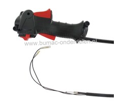 Gashendel Universeel met Stopknop voor Buis Ø 24 mm voor Bosmaaiers, Strimmers Met U- Stuurboom van onder andere Husqvarna, Jonsered, Partner, McCulloch, Stiga, Castelgarden, Alpina, Stihl, Dolmar, Echo, Shindaiwa, Honda, Cub Cadet, Makita, Met Gaskabel e