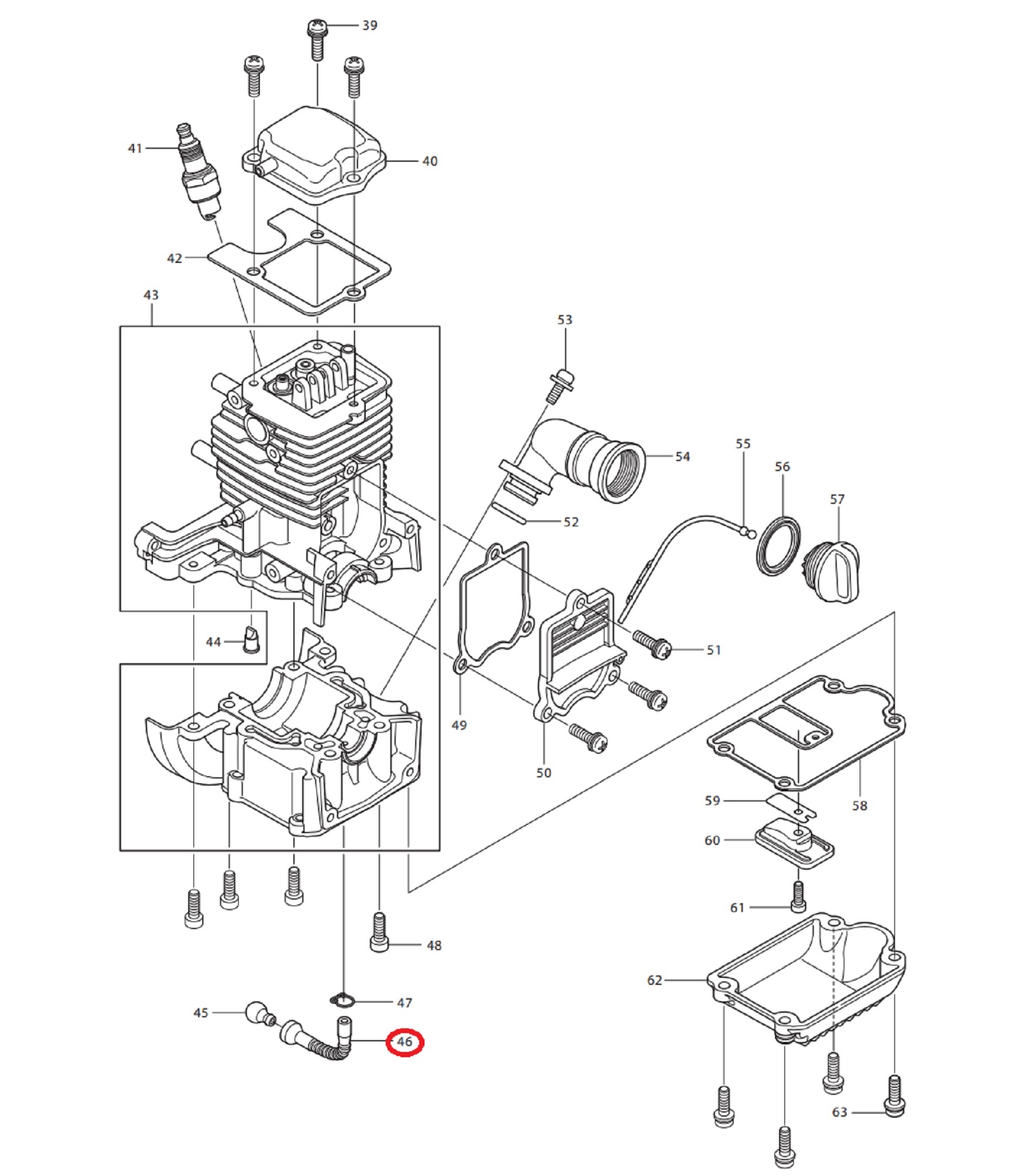 Olieslang voor DOLMAR, MAKITA, ROBIN PB250.4, BHX250L op Bladblazers PB2504, PB-250.4