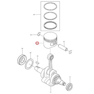 Zuiger voor DOLMAR, MAKITA, ROBIN PB250.4, BHX250L Bladblazers PB2504, PB-250.4