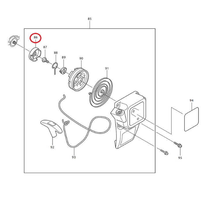 Startercup voor DOLMAR, MAKITA, ROBIN PB250.4, BHX250L Bladblazers PB2504, PB-250.4, PB 2504, BHX 250 L