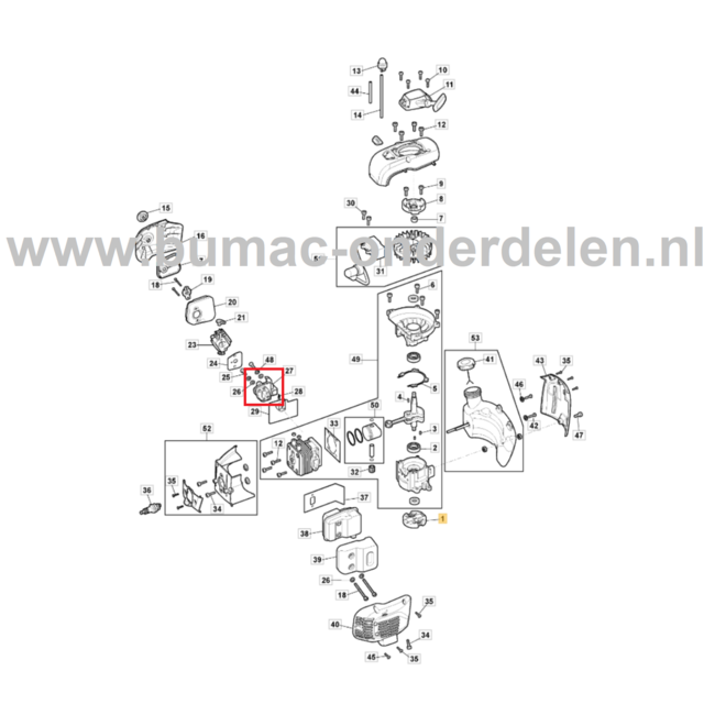 Spruitstuk voor STIGA, Castelgarden, Alpina, Mountfield Heggenscharen, Benzineheggenscharen AHT555, HT525, HTC560, MHT2322, SHT660, SHT670, XHT70