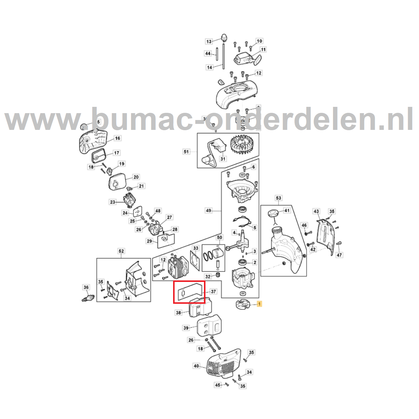 Uitlaatpakking voor STIGA, Castelgarden, Alpina, Mountfield Heggenscharen, Benzineheggenscharen Uitlaat Pakking AHT555, HT525, HTC560, MHT2322, SHT660, SHT670, XHT70
