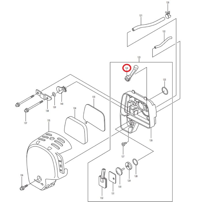 Chokehendel voor DOLMAR, MAKITA , ROBIN PB250.4, BHX250L op Bladblazers PB2504, PB-250.4 onderdeel