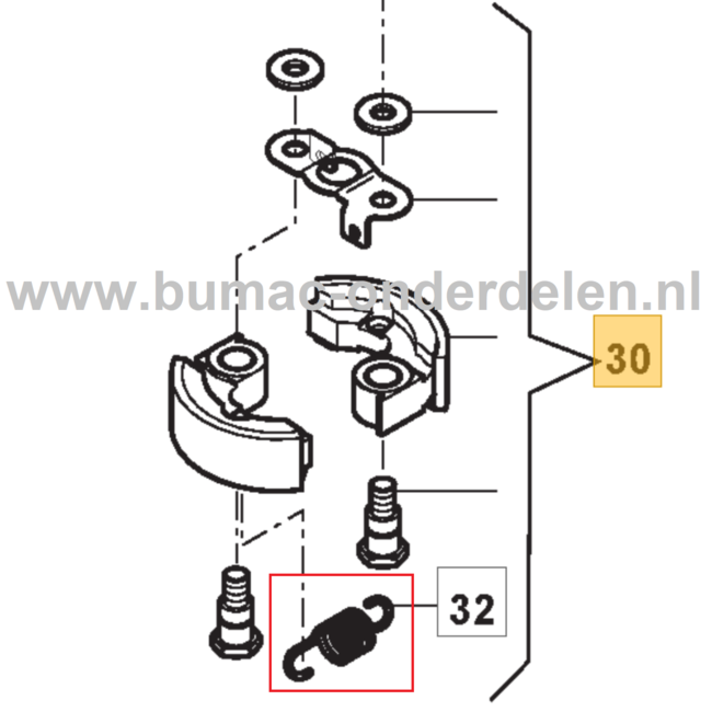 Koppelingsveer voor Stiga, Castelgarden, Alpina, Mountfield Heggenscharen, Benzineheggenscharen Koppeling Veer BG225KKT, HTK60X, HTK75X, PRO60DL, PRO75DL, SHT660K, SHT675K, onderdeel