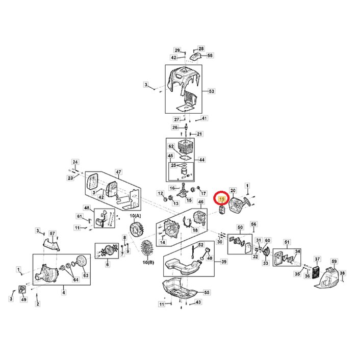 Startcup voor STIGA, CASTELGARDEN, MOUNTFIELD, ALPINA ABR35, ABR45, ABR55, BC740, BC750, BC760, MB35, MB45, MB55, MS2700, MS3300, OM200MS, OM230MS, SBC636, SBC646, SBC656 op Bosmaaiers - Trimmers - Motorzeis