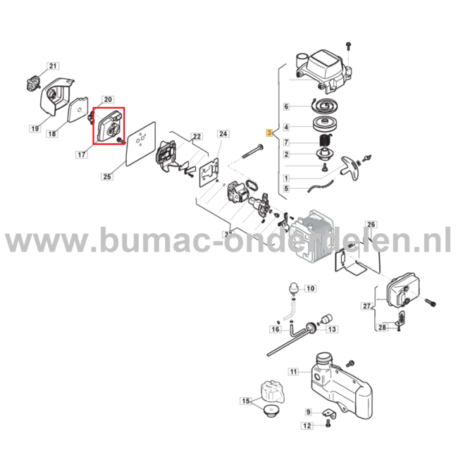 Luchtfilterhuis voor Stiga, Castelgarden, Alpina, Mountfield Heggenscharen, Benzineheggenscharen Luchtfilter huis BG225KKT, HTK60X, HTK75X, PRO60DL, PRO75DL, SHT660K, SHT675K