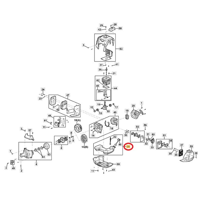 Brandstoftank Compleet voor STIGA, CASTELGARDEN, MOUNTFIELD, ALPINA ABR35, ABR45, ABR55, BC740, BC750, BC760, MB35, MB45, MB55, MS2700, MS3300, OM200MS, OM230MS, SBC636, SBC646, SBC656 op Bosmaaiers - Trimmers - Motorzeis