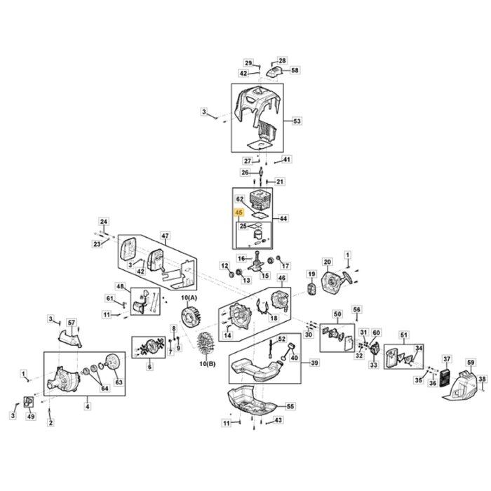 Zuiger Compleet voor Stiga, Castelgarden, Mountfield, Alpina ABR55, BC760, MB55, MS3300, OM230MS, SBC656 op Bosmaaiers - Trimmers - Motorzeis ABR 55, BC 760, MB 55, MS 3300, OM 30 MS, SBC 656, onderdelen