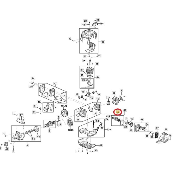 Spruitstuk met Pakking voor STIGA, CASTELGARDEN, MOUNTFIELD, ALPINA ABR45, ABR55, BC750, BC760, MB45, MB55, MS2700, MS3300, OM200MS, SBC646, SBC656 op Bosmaaiers - Trimmers - Motorzeis