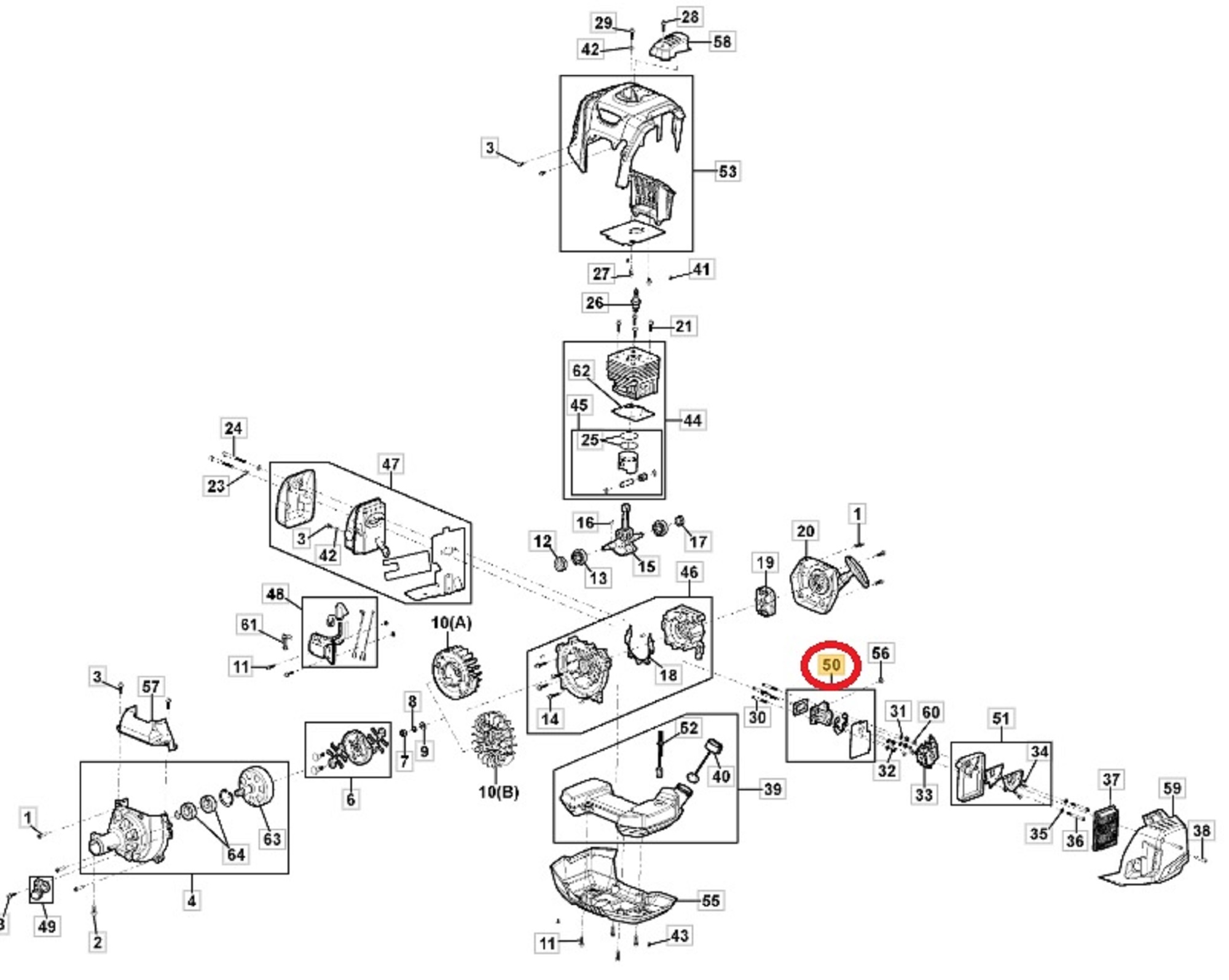 Spruitstuk met Pakking voor STIGA, CASTELGARDEN, MOUNTFIELD, ALPINA ABR45, ABR55, BC750, BC760, MB45, MB55, MS2700, MS3300, OM200MS, SBC646, SBC656 op Bosmaaiers - Trimmers - Motorzeis