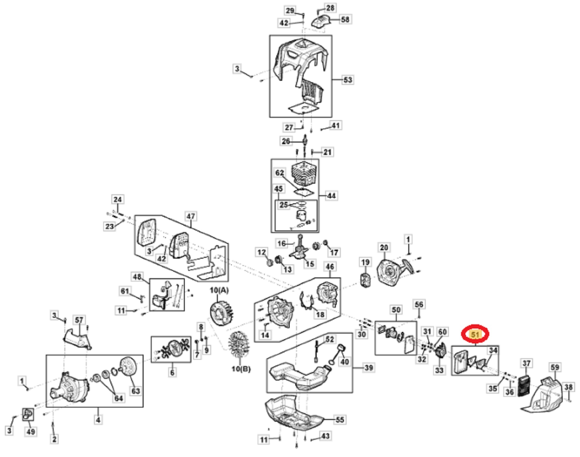 Luchtfilterhouder voor STIGA, CASTELGARDEN, MOUNTFIELD, ALPINA ABR45, ABR55, BC750, BC760, MB45, MB55, MS2700, MS3300, OM200MS, SBC646, SBC656 Bosmaaiers - Trimmers - Motorzeis, onderdelen