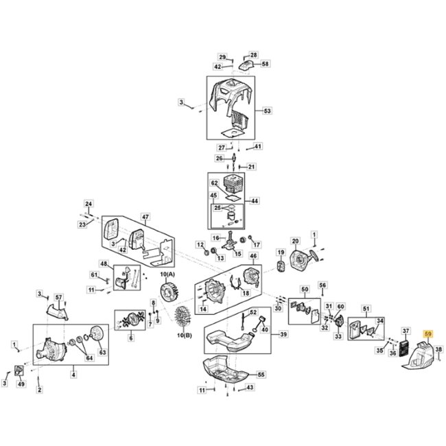 Luchtfilterdeksel voor STIGA, CASTELGARDEN, MOUNTFIELD, ALPINA ABR45, ABR55, BC750, BC760, MB45, MB55, MS2700, MS3300, OM200MS, SBC646, SBC656 op Bosmaaiers - Trimmers - Motorzeis, onderdelen