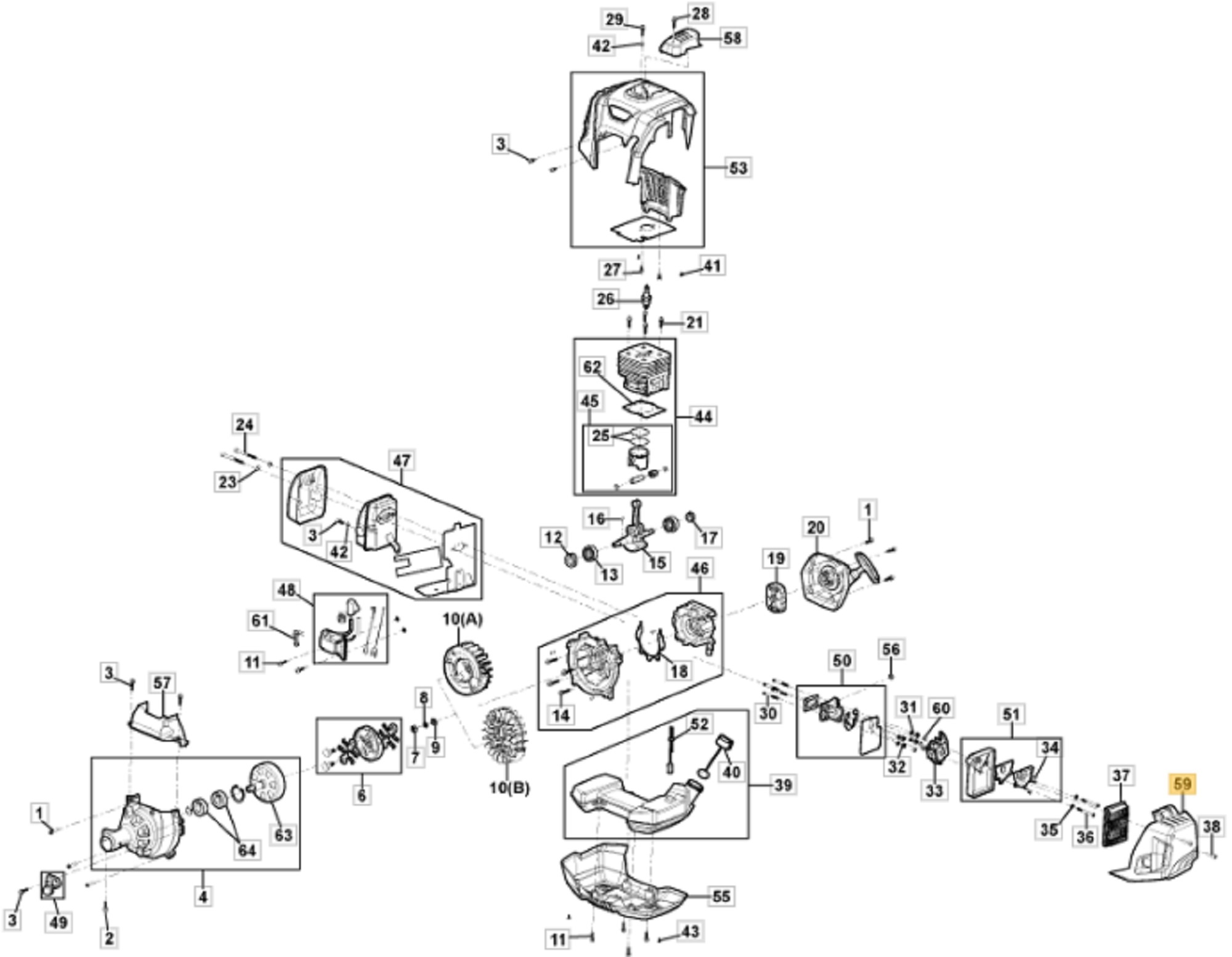 Luchtfilterdeksel voor STIGA, CASTELGARDEN, MOUNTFIELD, ALPINA ABR45, ABR55, BC750, BC760, MB45, MB55, MS2700, MS3300, OM200MS, SBC646, SBC656 op Bosmaaiers - Trimmers - Motorzeis, onderdelen